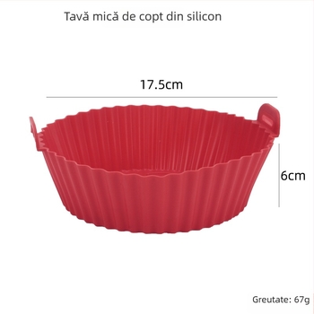 Tavă din silicon pentru air fryer – tavă rotundă de copt cu pernă izolantă pentru prăjit