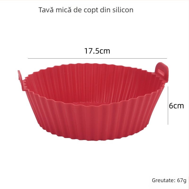 Tavă din silicon pentru air fryer – tavă rotundă de copt cu pernă izolantă pentru prăjit