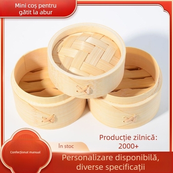 Mini aburitor din bambus pentru uz casnic, ideal pentru aburirea chiflelor și a orezului