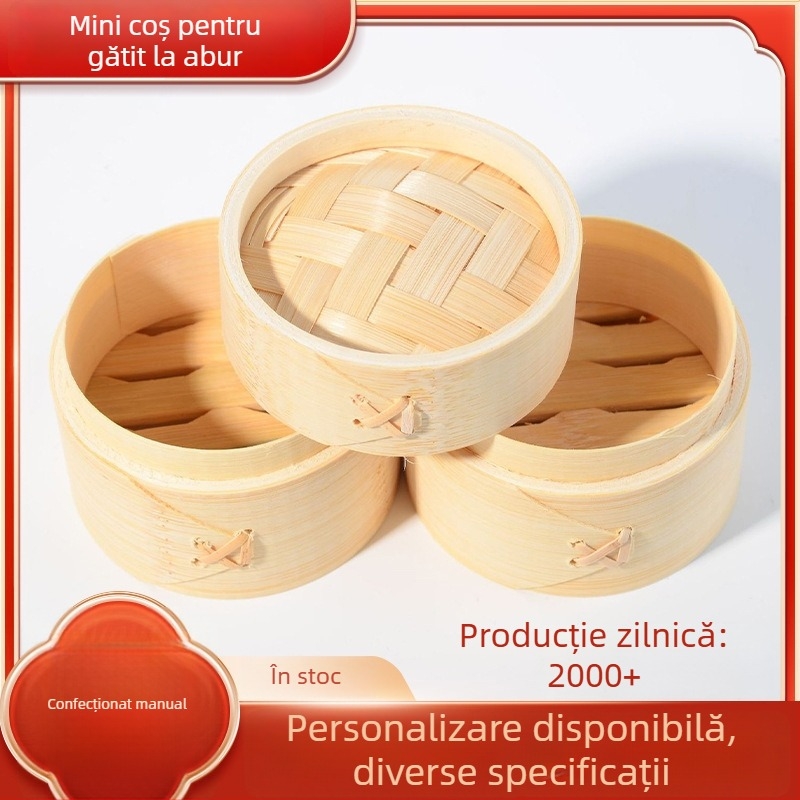 Mini aburitor din bambus pentru uz casnic, ideal pentru aburirea chiflelor și a orezului