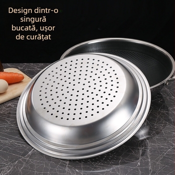 Tavă de aburi din oțel inoxidabil pentru uz casnic, compatibilă cu wokuri de 32/30/34 cm, grilă de aburi multifuncțională în trei dimensiuni