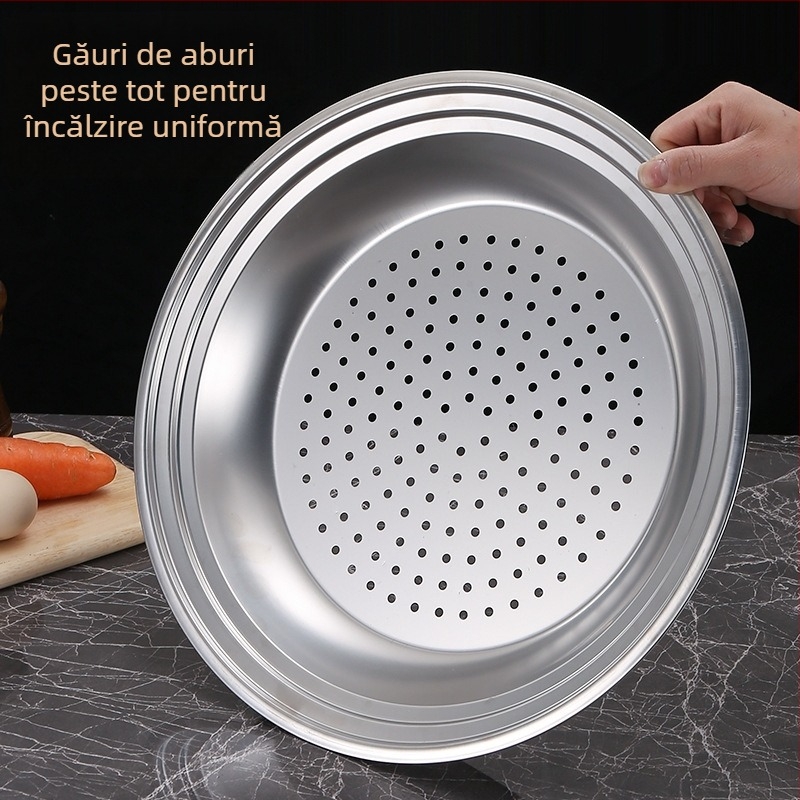 Tavă de aburi din oțel inoxidabil pentru uz casnic, compatibilă cu wokuri de 32/30/34 cm, grilă de aburi multifuncțională în trei dimensiuni