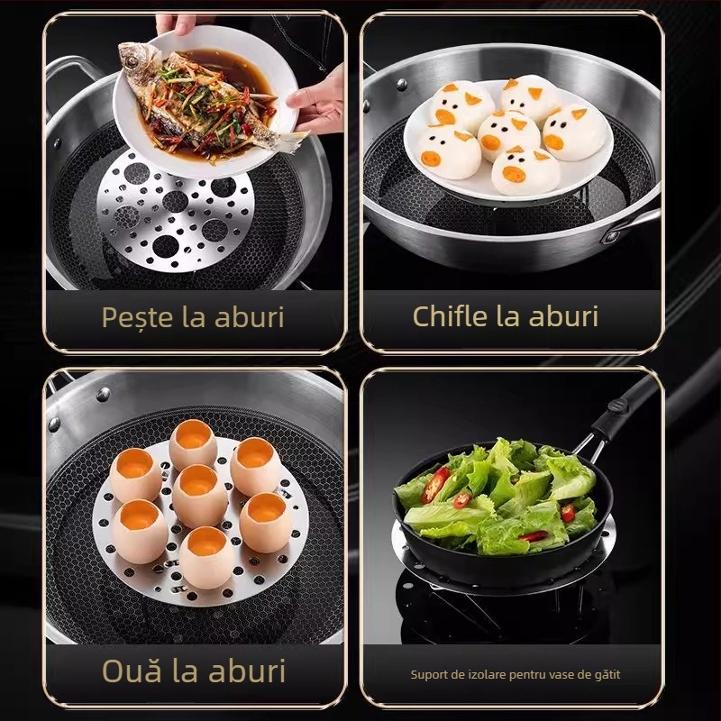 Suport pentru abur din oțel inoxidabil cu picioare înalte pentru bucătăria de casă, tavă de abur pliabilă, suport pentru ouă la abur, grilaj circular de abur, plăci de abur ce pot fi suprapuse