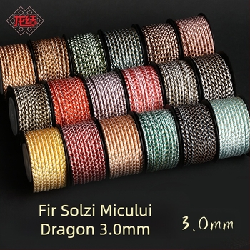 Dragon Knot Linia mică cu solzi de dragon – șnur de 3 mm, poliester mercerizat, nuanță aurie