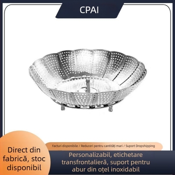 Tavă de aburi din oțel inoxidabil, pliabilă, cu design telescopic, suport multifuncțional pentru fructe, pentru uz casnic, tavă de aburi compactă