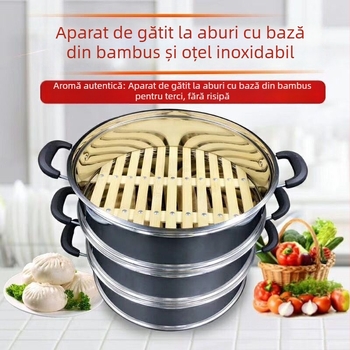Raft universal pentru abur din oțel inoxidabil, cu tavă înălțată și îngroșată, compatibil cu gătitor de orez, wok și coș de aburi