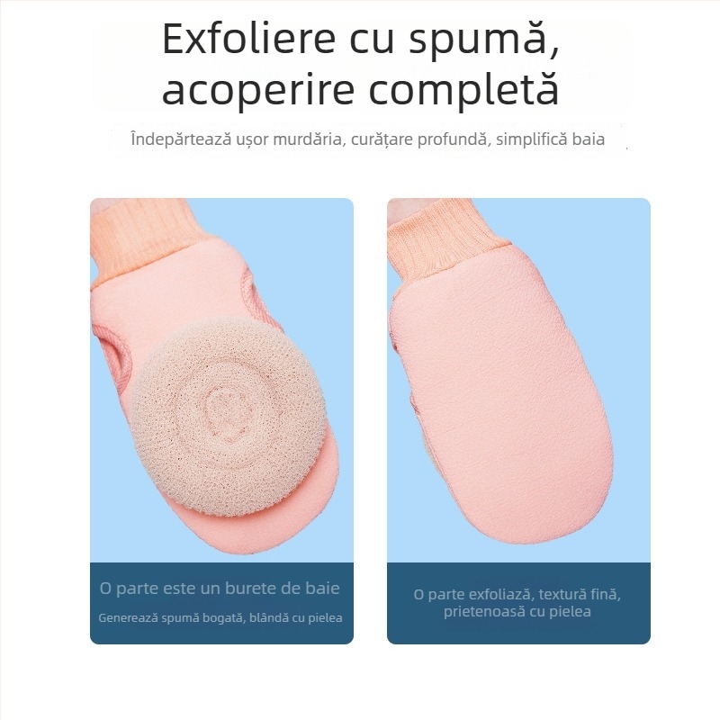Prosop de baie cu dublă funcție și minge de scrub, minge de spumă cu nisip fin, prosop pentru masajul spatelui, utilizare uscată sau umedă