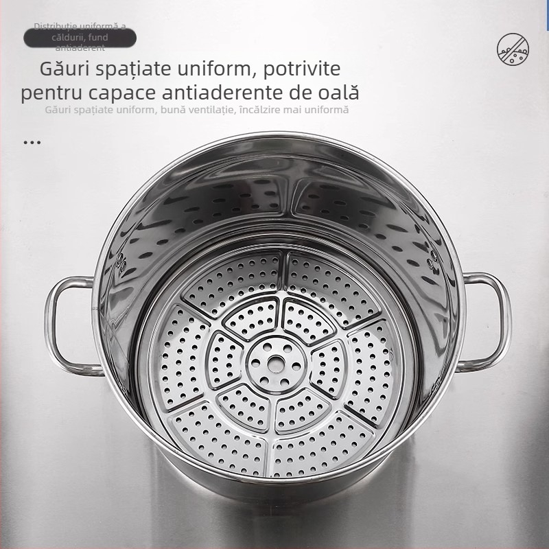 Tavă de aburi din oțel inoxidabil, îngroșată, pentru uz casnic — suport de abur multifuncțional, coș de aburi și insert pentru abur în oală de gătit orez