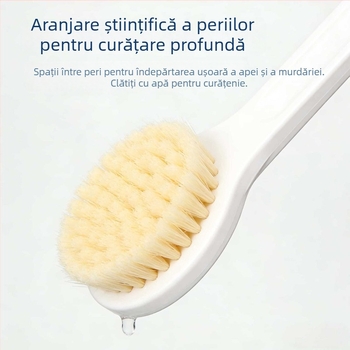 Perie de baie cu peri moi în stil japonez, mâner lung, pentru curățarea spatelui și masaj delicat