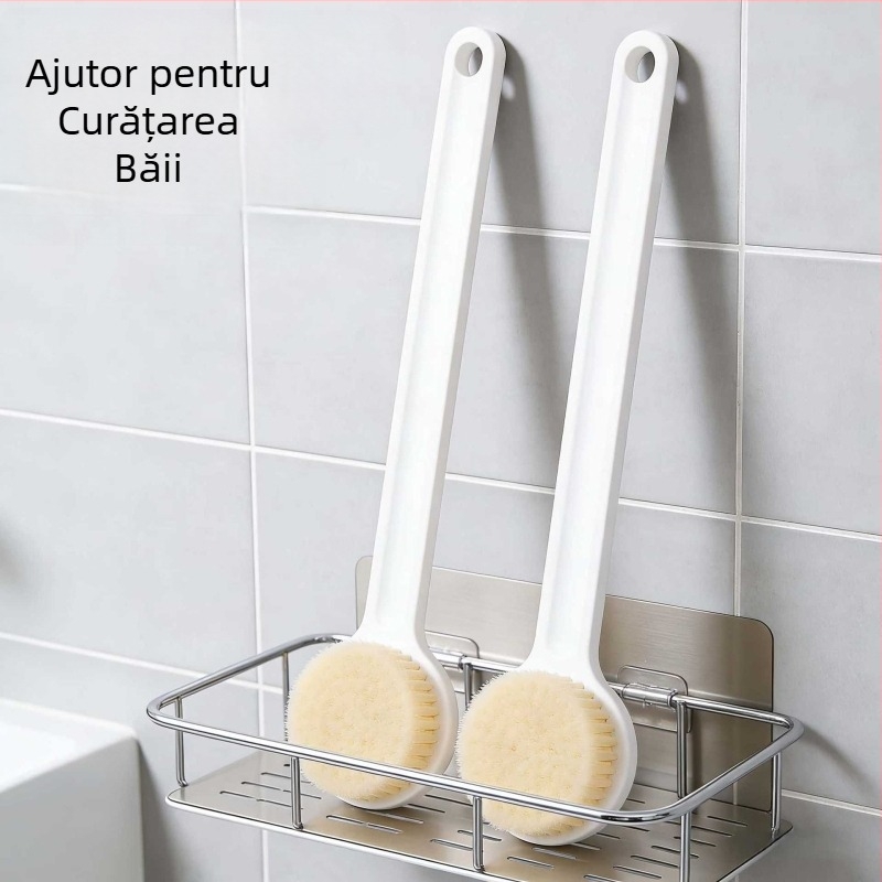 Perie de baie cu peri moi în stil japonez, mâner lung, pentru curățarea spatelui și masaj delicat
