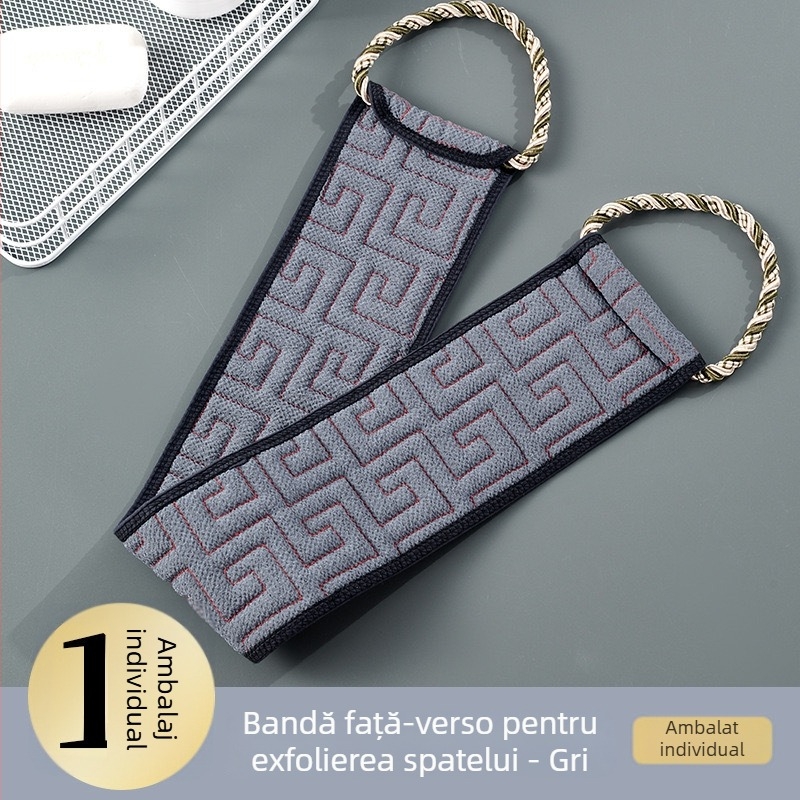 Mănușă exfoliantă pentru baie, pentru bărbați, bandă lungă – curățare a spatelui, utilizare în gospodărie, material poliester-bumbac