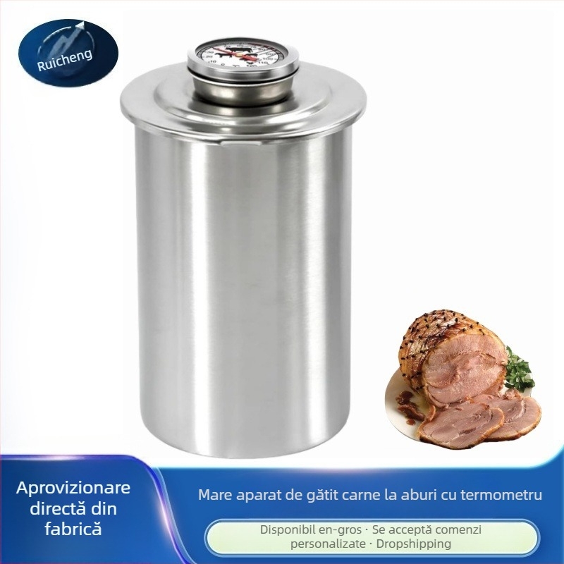 Aburitor de carne din oțel inoxidabil cu termometru, ustensilă de bucătărie pentru prepararea șuncii