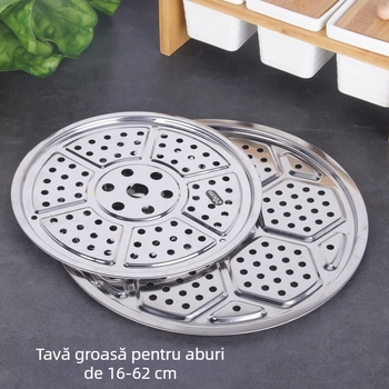 Tavă de aburi din oțel inoxidabil 410, 18–60 cm, dimensiune completă pentru aburitoare de uz casnic și comercial, coș rotund de aburi îngroșat