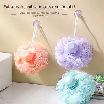 Minge de baie infuzată cu lichid, lux, ambalare individuală, mare, moale, pentru baie și masajul spatelui, cu ventuză.