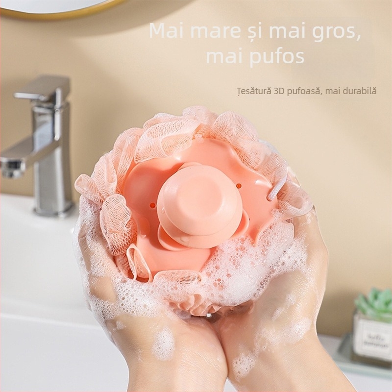 Minge de baie infuzată cu lichid, lux, ambalare individuală, mare, moale, pentru baie și masajul spatelui, cu ventuză.