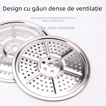 Tavă de abur din oțel inoxidabil magnetică, 25,5 cm, cu coș de abur, plasă, placă de abur, separator și bază
