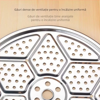 Tavă de abur din oțel inoxidabil magnetică, 25,5 cm, cu coș de abur, plasă, placă de abur, separator și bază