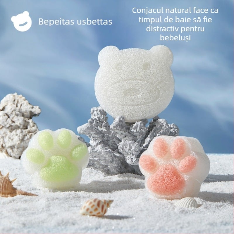 Beptides burete de baie pentru bebeluși în formă SpongeBob, konjac natural pentru nou-născuți — curățare delicată a feței și corpului