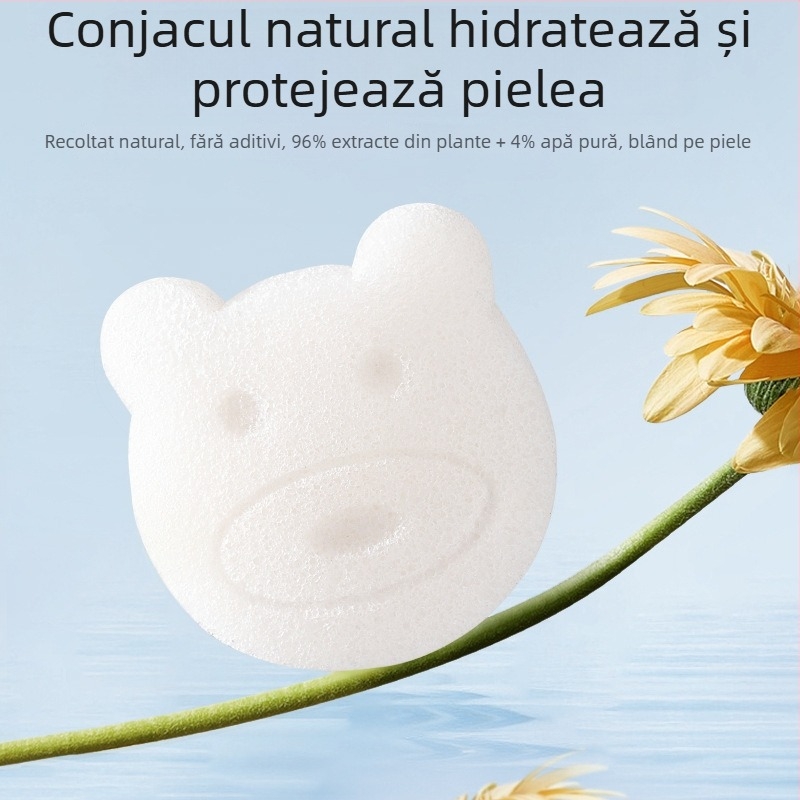 Beptides burete de baie pentru bebeluși în formă SpongeBob, konjac natural pentru nou-născuți — curățare delicată a feței și corpului