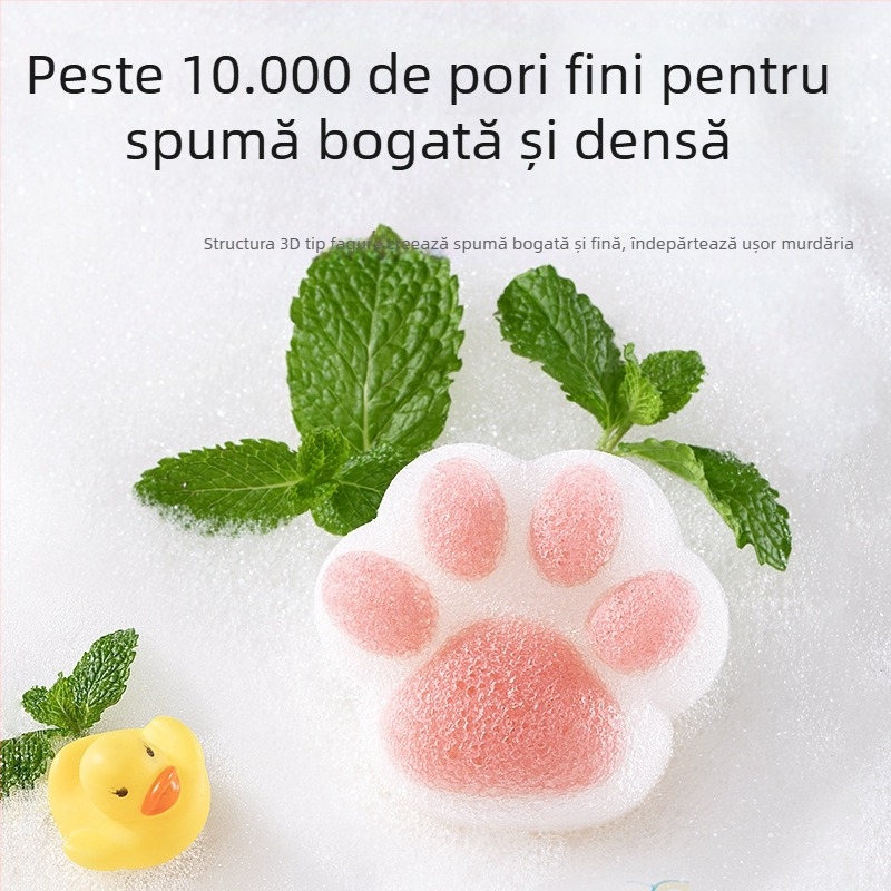 Beptides burete de baie pentru bebeluși în formă SpongeBob, konjac natural pentru nou-născuți — curățare delicată a feței și corpului