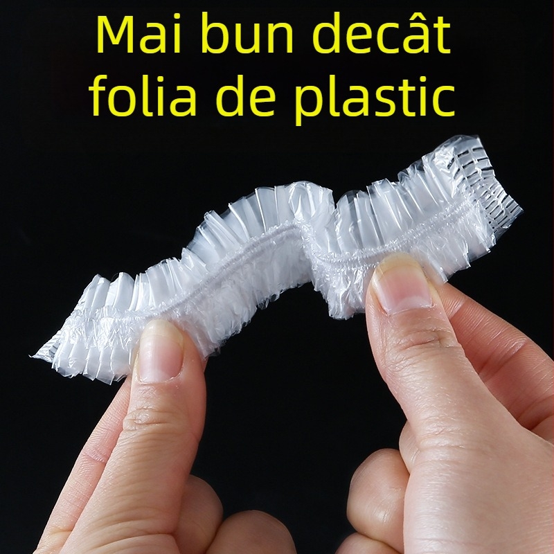 Set folie alimentară elastică pentru resturi, capace de păstrare de unică folosință, potrivire universală pentru boluri