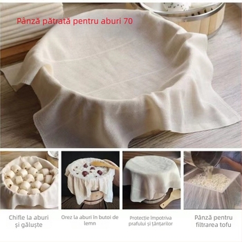 Pânză pătrată pentru aburi, antiaderentă, 70 cm, potrivită pentru chifle la aburi și tofu