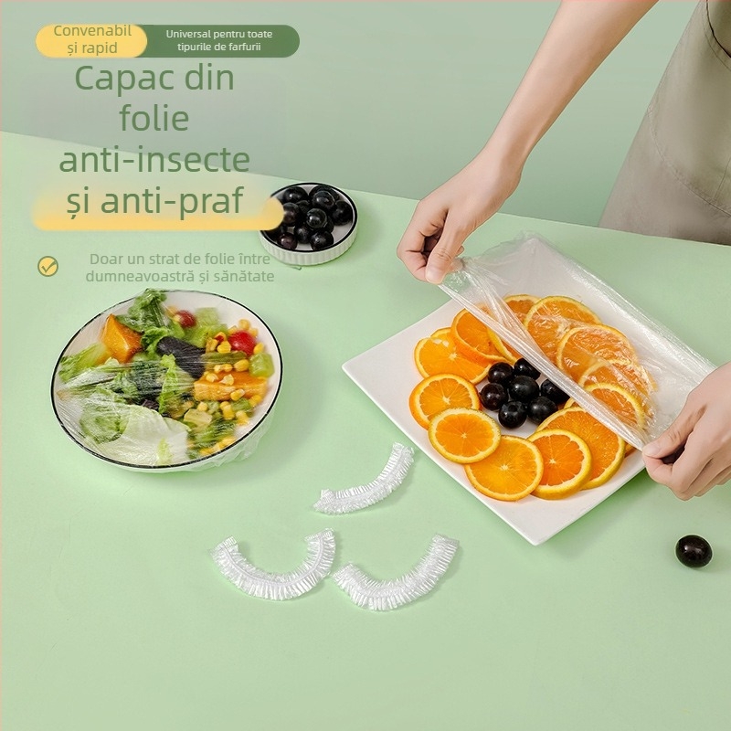 Capac de folie alimentară transparent, de unică folosință, pentru păstrarea prospețimii resturilor