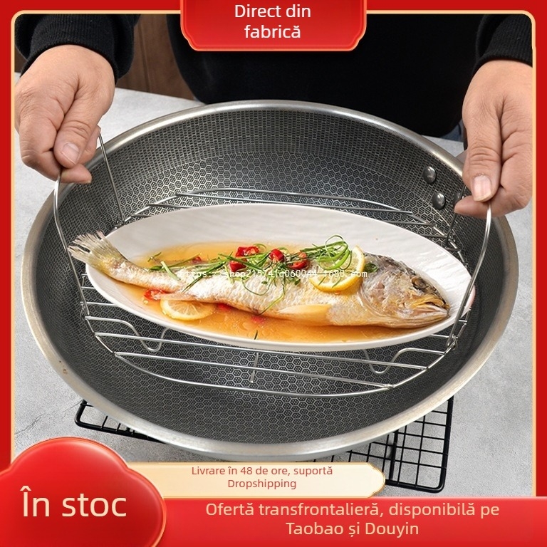 Grătar oval de abur din oțel inoxidabil pentru oală sub presiune și friteuză cu două coșuri