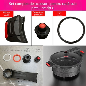 Oală sub presiune mică, multifuncțională pentru uz casnic, cu vas din piatră Maifan și accesorii, garnitură pentru mâner și ventil plutitor