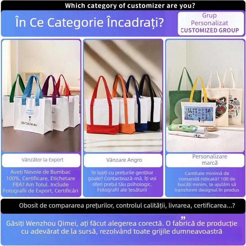 Geantă de pânză cu capacitate mare, personalizată pentru publicitate și expoziții, ecologică, cu imprimare rapidă a logo-ului