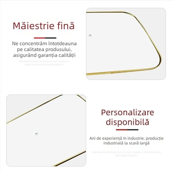 Capac dreptunghiular de oală din sticlă temperată, cu inel auriu din oțel inoxidabil