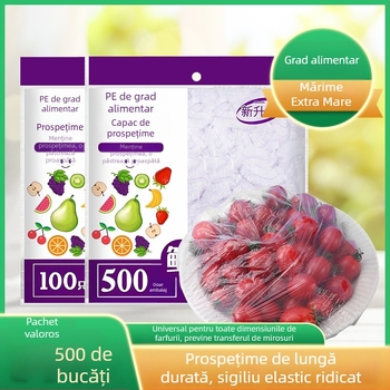 Set din plastic de folie alimentară, acoperire împotriva prafului, pungi de depozitare pentru alimente de unică folosință, acoperitoare pentru legume și bonete de duș cu gură elastică
