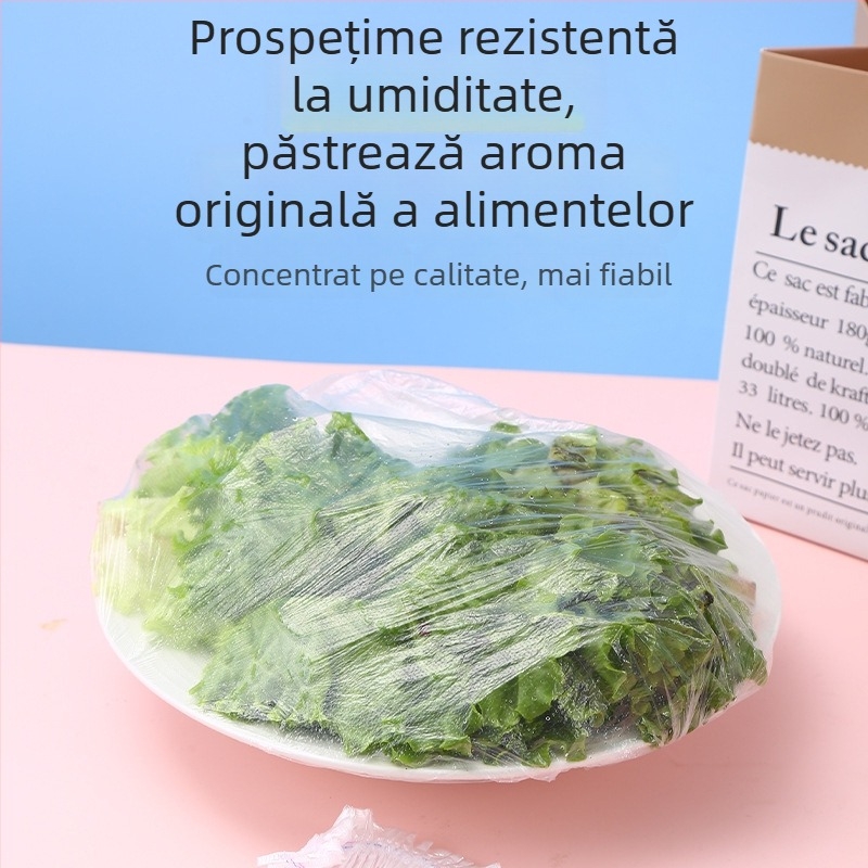 Set din plastic de folie alimentară, acoperire împotriva prafului, pungi de depozitare pentru alimente de unică folosință, acoperitoare pentru legume și bonete de duș cu gură elastică