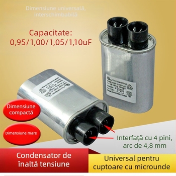 Condensator de înaltă tensiune pentru cuptoare cu microunde, universal, 0,95–1,10 µF, 2100 V