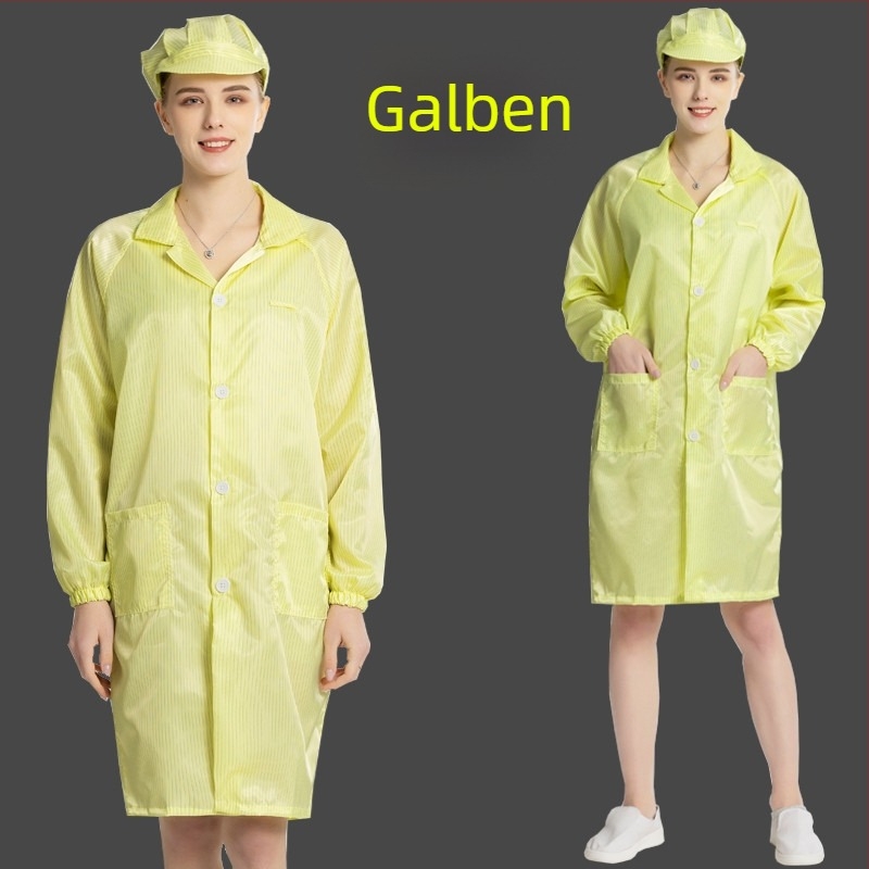 Palton anti-static lung pentru spații curate, haine de lucru unisex, albastru și alb