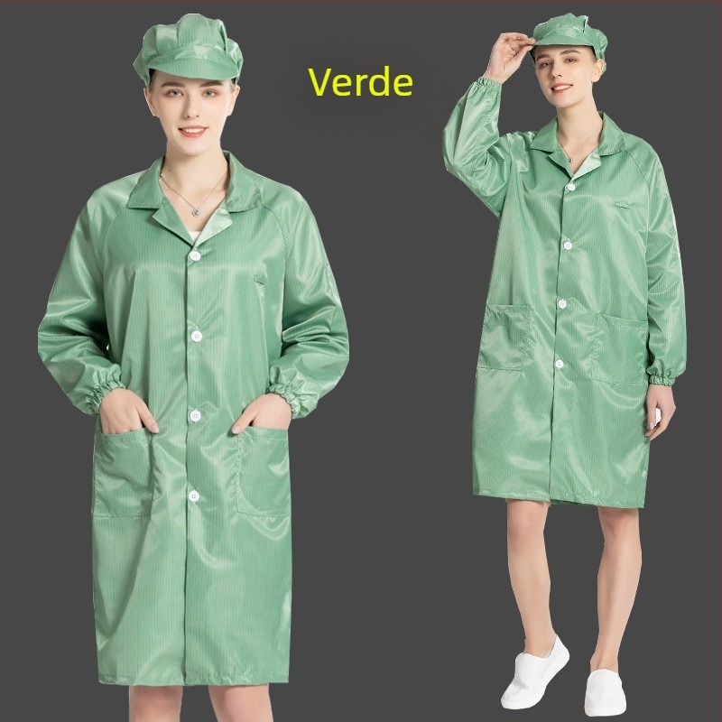 Palton anti-static lung pentru spații curate, haine de lucru unisex, albastru și alb