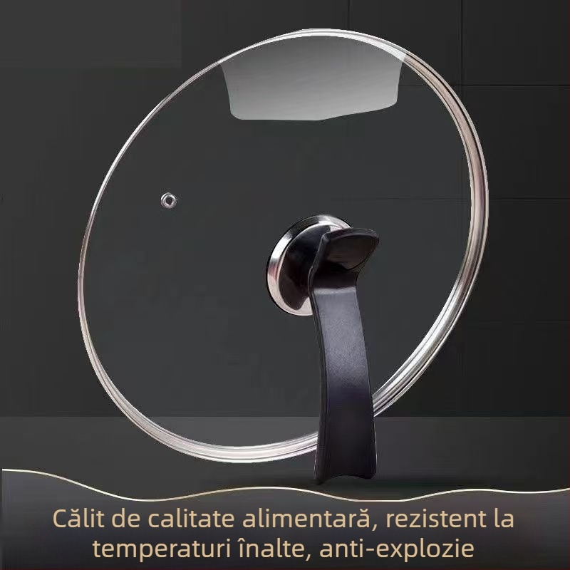 Capac de oală din sticlă temperată, gros, pentru utilizare casnică, potrivit pentru prăjit și aburire, rezistent la spargere