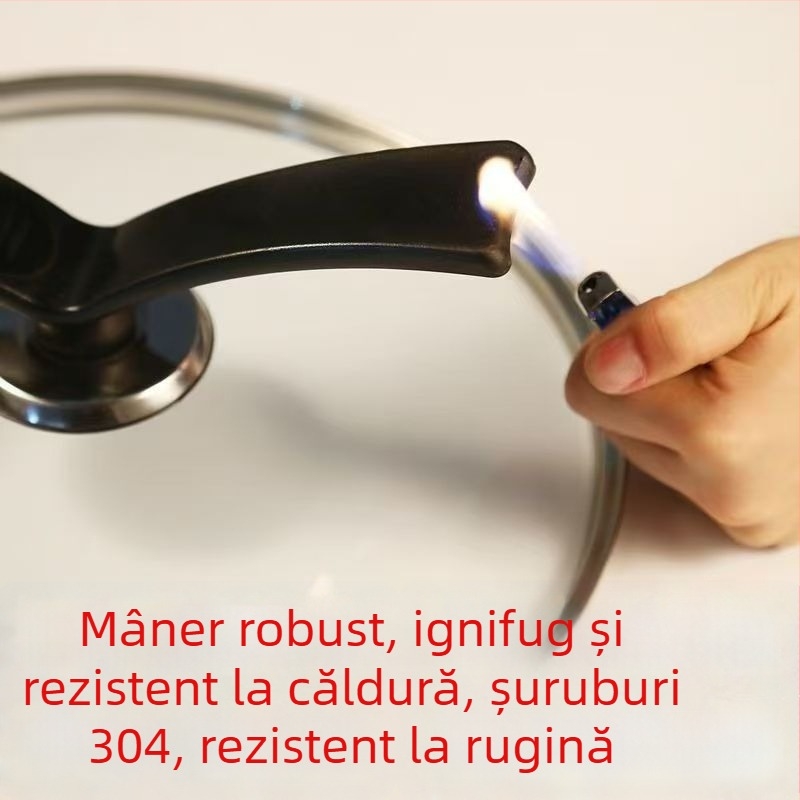 Capac de oală din sticlă temperată, gros, pentru utilizare casnică, potrivit pentru prăjit și aburire, rezistent la spargere