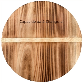 Capac pentru oală din lemn de brad, tratat cu cărbune, rotund, izolat, stil antic