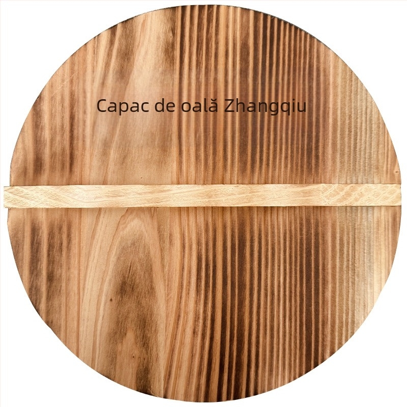 Capac pentru oală din lemn de brad, tratat cu cărbune, rotund, izolat, stil antic