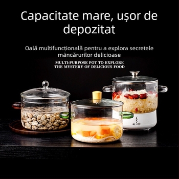Oală din sticlă borosilicată pentru foc direct, transparentă, cu mâner dublu, 3,1–4 L, pentru supe și tocănițe, uz casnic