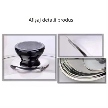 Capace din oțel inoxidabil cu sticlă transparentă, rezistentă la temperaturi înalte, 32–40 cm, pentru oale de gătit