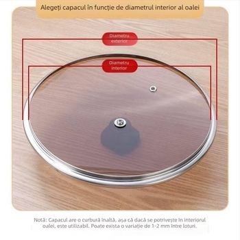 Capac din sticlă temperată maro pentru gătit, capac universal îngroșat, capac transparent pentru oală de lapte, capac de sticlă pentru oală de supă și oală mare, rezistent la temperaturi înalte