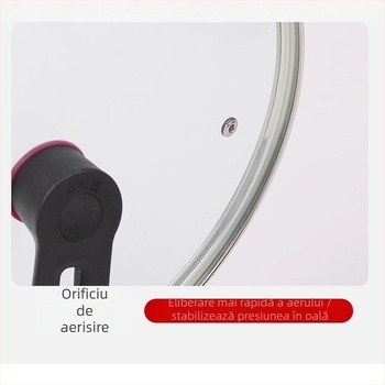 Capac de oală din sticlă temperată, cu mâner vertical, capac rotund universal pentru gătit