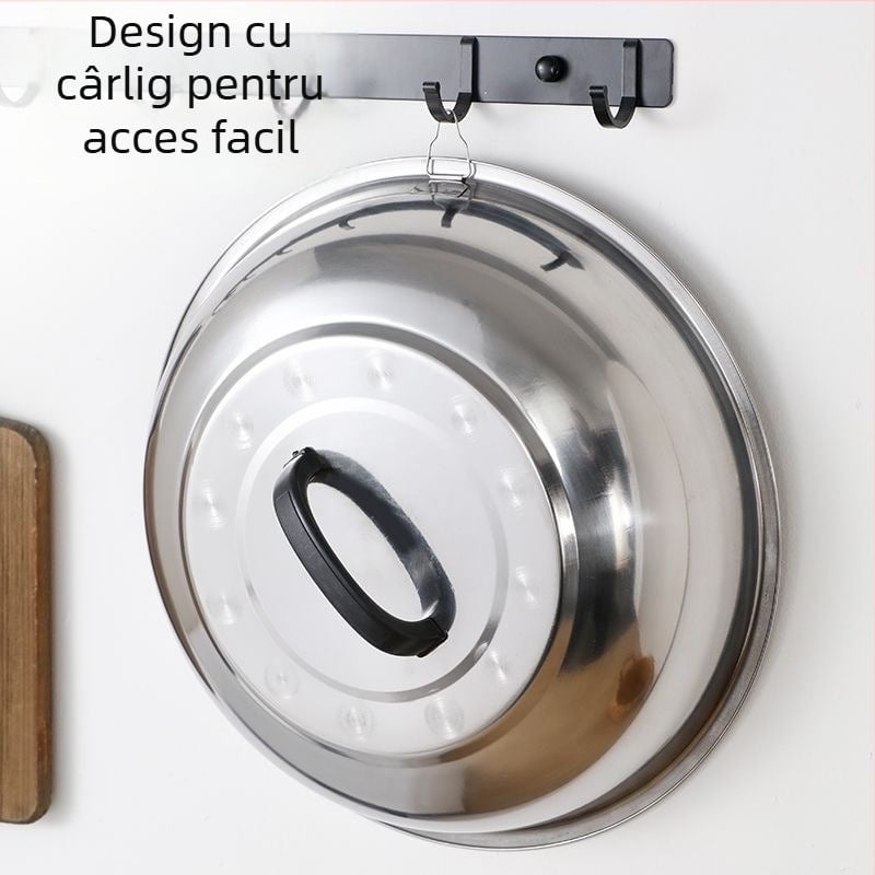 Capac pentru wok din oțel inoxidabil, design tradițional rotund, capac mare înălțat pentru tigăi din fier