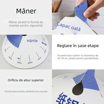 Capac de oală din hârtie, absorbant pentru ulei, dimensiune reglabilă, protecție împotriva stropilor, pentru gătit în aer liber