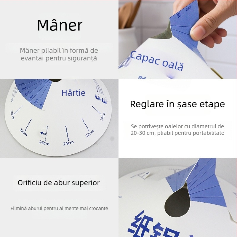 Capac de oală din hârtie, absorbant pentru ulei, dimensiune reglabilă, protecție împotriva stropilor, pentru gătit în aer liber