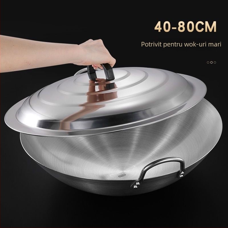 Capac universal pentru oale mari, din oțel inoxidabil, diametru 42–100 cm, pentru uz casnic.