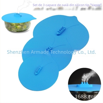 Set de capace din silicon în stilul unui vas cu aburi, trei piese, anti-stropire, compatibil cu cuptorul cu microunde