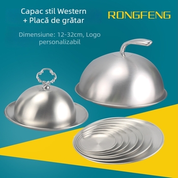 Capac din oțel inoxidabil placat cu aur pentru plăci metalice de stil occidental, cu partea superioară rotunjită și încovoiată, capac înalt, 12–32 cm, Rongfeng.